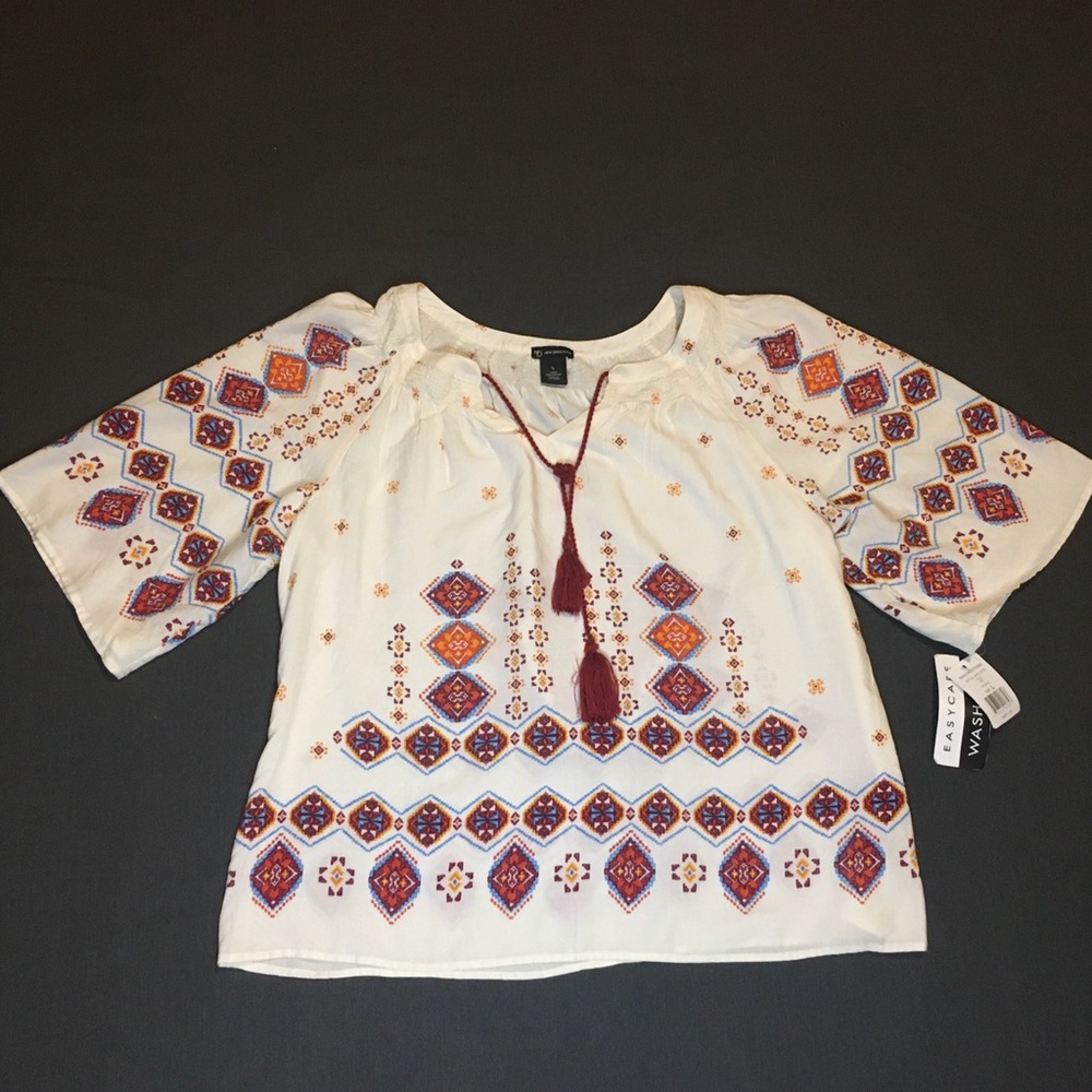NWT- New Direction Boho Peasant Blouse Top Size L - Picture 2 of 9